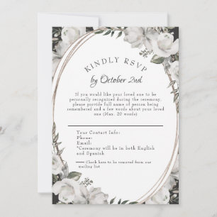 Carte de réponse de mariage florale blanche Vintag
