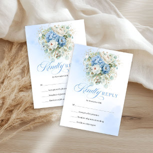 Carte de réponse de mariage florale bleu pastel ru