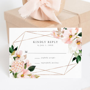 Carte de réponse de mariage florale Blush de print