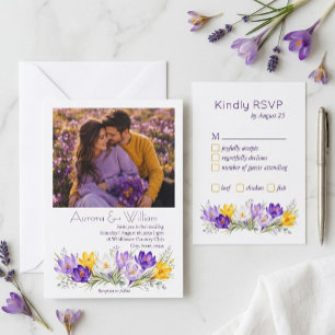 Carte de réponse de mariage florale Crocus jaune v