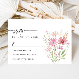 Carte de réponse de mariage florale de fleurs sauv
