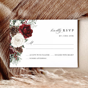 Carte de réponse de mariage Florale d'hiver de Bou