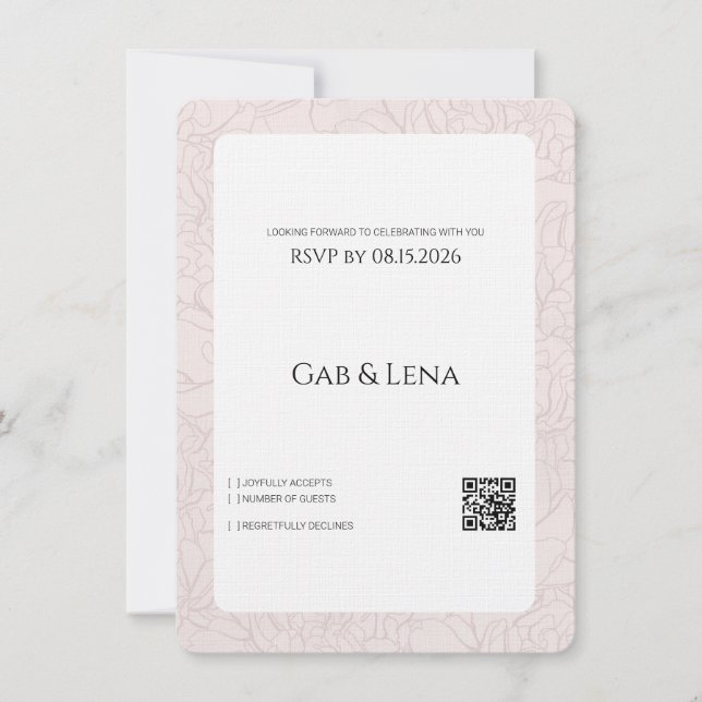 Carte de réponse de mariage florale Elegant Peony  (Devant)