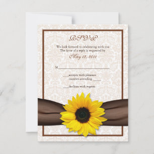 Carte de réponse de mariage florale en damassé tou