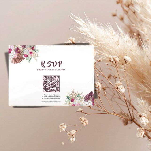 Carte de réponse de mariage florale en herbe de Pa (Créateur téléchargé)