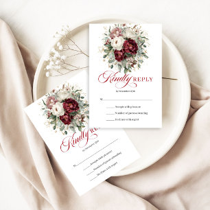 Carte de réponse de mariage florale eucalyptus boh
