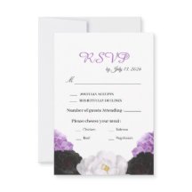Carte de réponse de mariage florale lavande