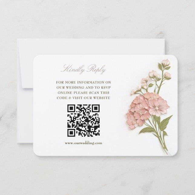 Carte de réponse de mariage florale pastel élégant (Devant)
