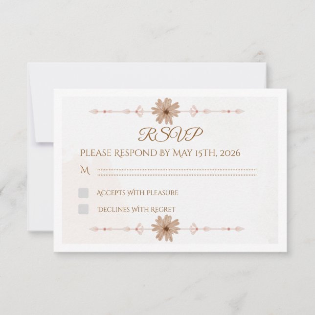 Carte de réponse de mariage florale personnalisée (Devant)