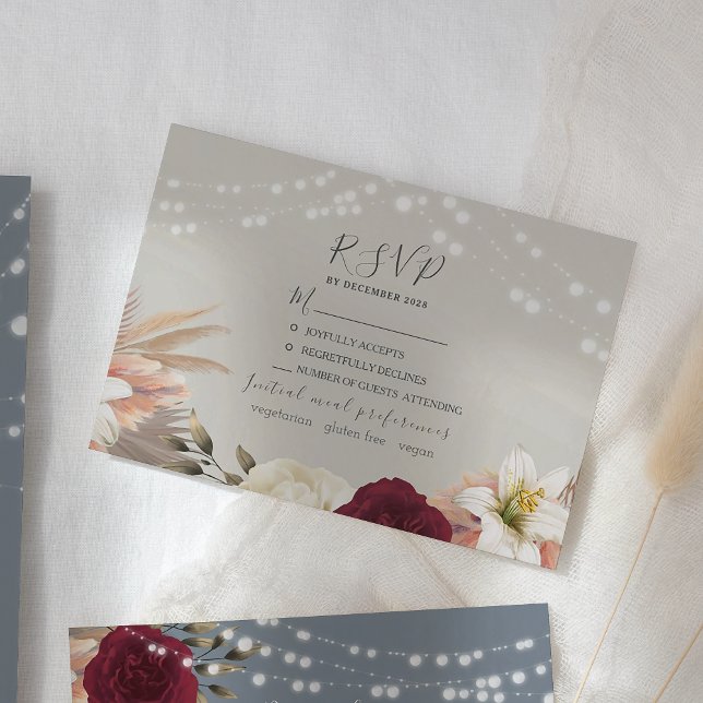 Carte de réponse de mariage florale poussiéreuse b (Créateur téléchargé)