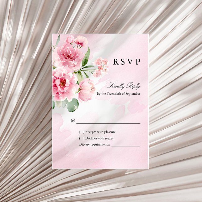 Carte de réponse de mariage florale rose romantiqu (Créateur téléchargé)