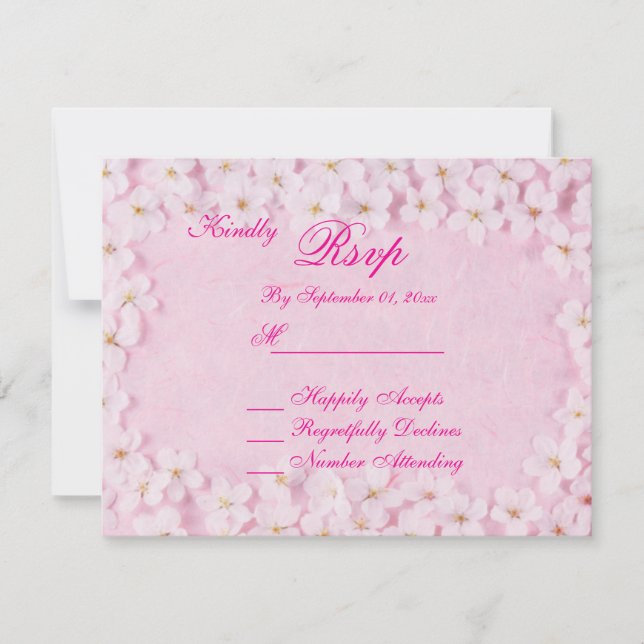 Carte de réponse de mariage florale rose romantiqu (Devant)