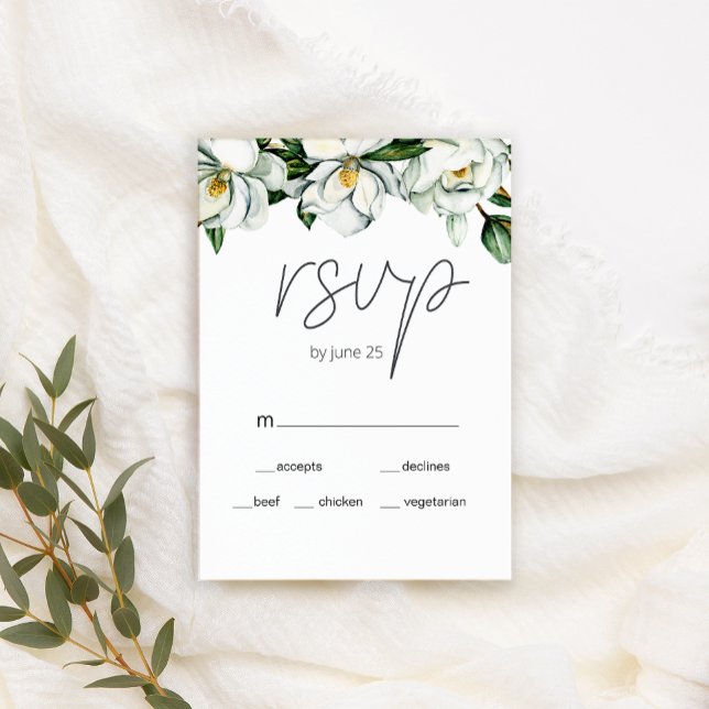Carte de réponse de mariage florale rustique Magno (Créateur téléchargé)