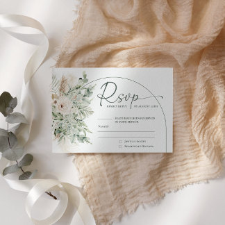 Carte de réponse de mariage florale verte botaniqu