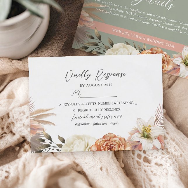 Carte de réponse de mariage florale verte sauge et (Créateur téléchargé)
