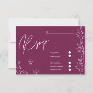 Carte de réponse de mariage florale violet Pensée