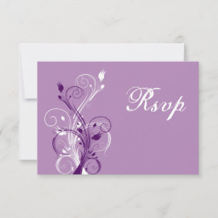 Carte de réponse de mariage florale violette, lila