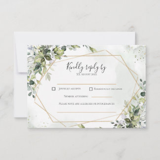 Carte de réponse de mariage géométrique eucalyptus