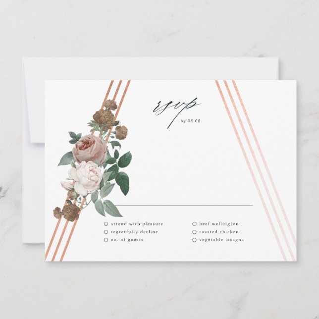 Carte de réponse de mariage géométrique floral boh (Devant)
