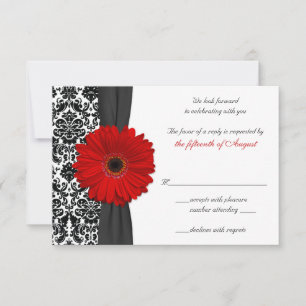 Carte de réponse de mariage Gerber Daisy Rouge Noi