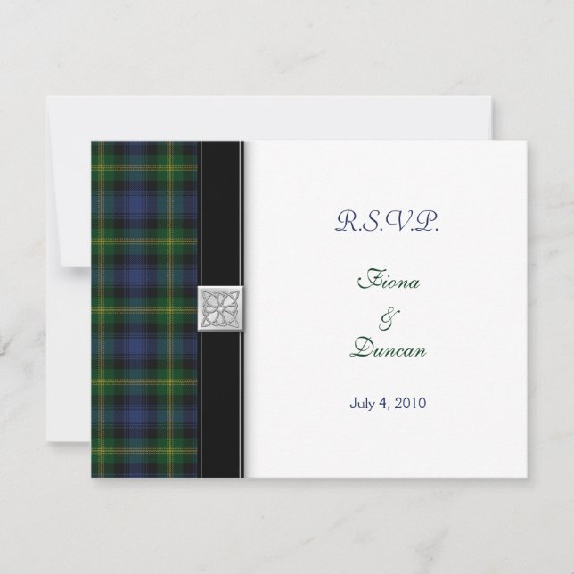 Carte de réponse de mariage Gordon Tartan Celtic (Devant)