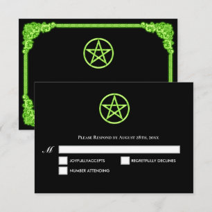 Carte de réponse de mariage gothique à lueur verte