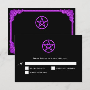 Carte de réponse de mariage gothique à lueur viole