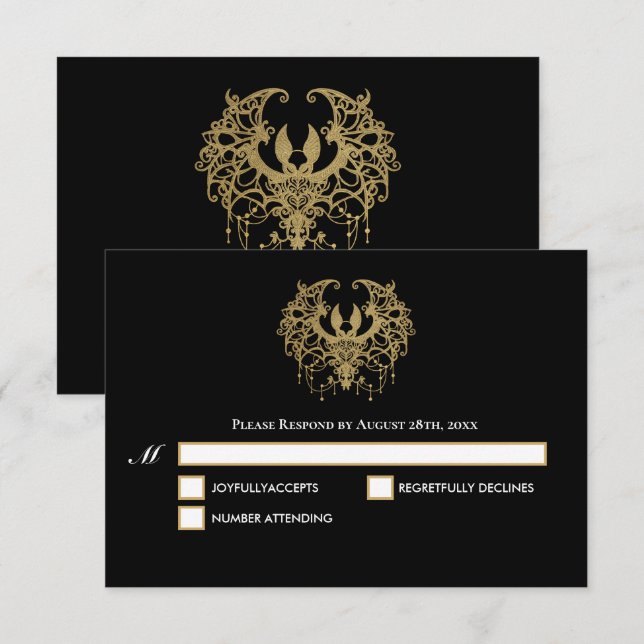 Carte de réponse de mariage gothique Halloween noi (Devant / Derrière)