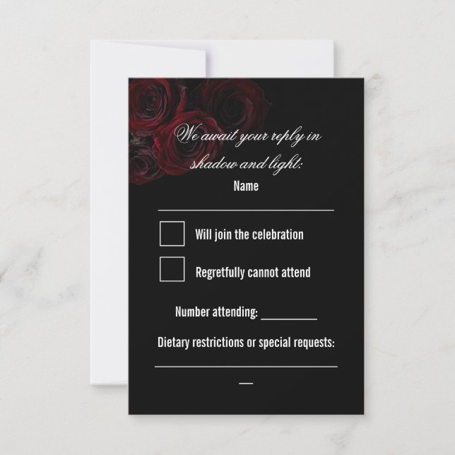 Carte de réponse de mariage gothique | Romantique  (Devant)
