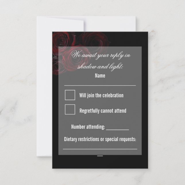 Carte de réponse de mariage gothique | Romantique  (Devant)