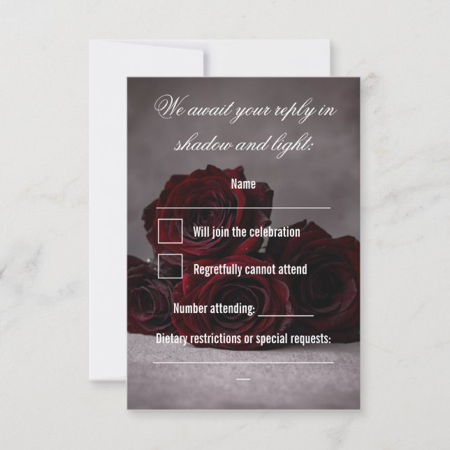 Carte de réponse de mariage gothique | Romantique  (Devant)