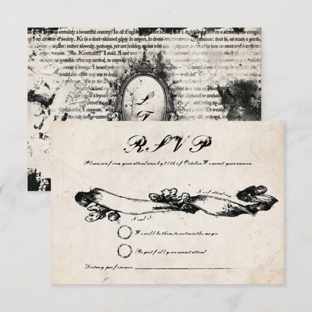 Carte de réponse de mariage gothique rustique (Devant / Derrière)