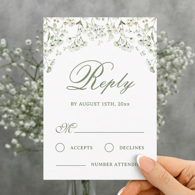 Carte de réponse de mariage Gypsophile (Créateur téléchargé)