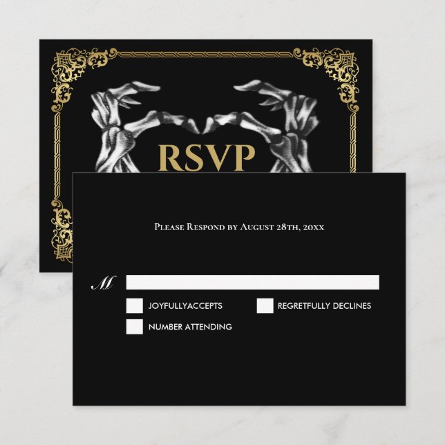 Carte de réponse de mariage Halloween Dark Gothic (Devant / Derrière)