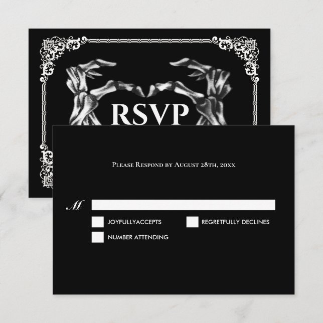 Carte de réponse de mariage Halloween gothique som (Devant / Derrière)