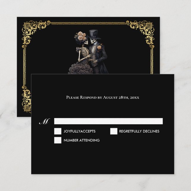 Carte de réponse de mariage Halloween gothique som (Devant / Derrière)