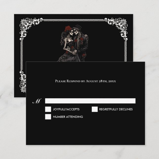 Carte de réponse de mariage Halloween gothique som (Devant / Derrière)