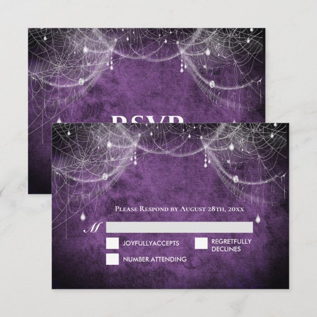 Carte de réponse de mariage Halloween gothique som (Devant / Derrière)
