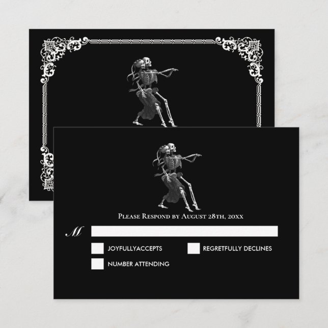 Carte de réponse de mariage Halloween gothique som (Devant / Derrière)