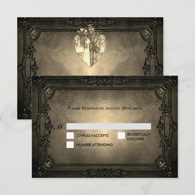 Carte de réponse de mariage Halloween gothique som (Devant / Derrière)