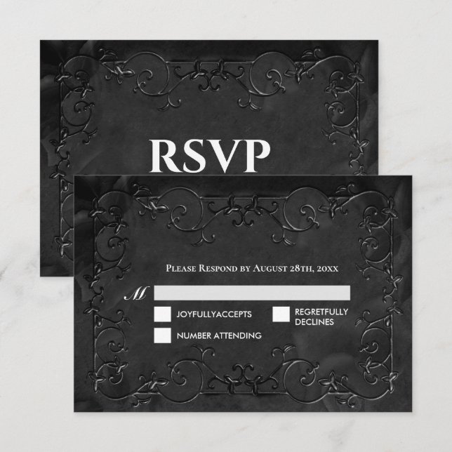 Carte de réponse de mariage Halloween gothique som (Devant / Derrière)
