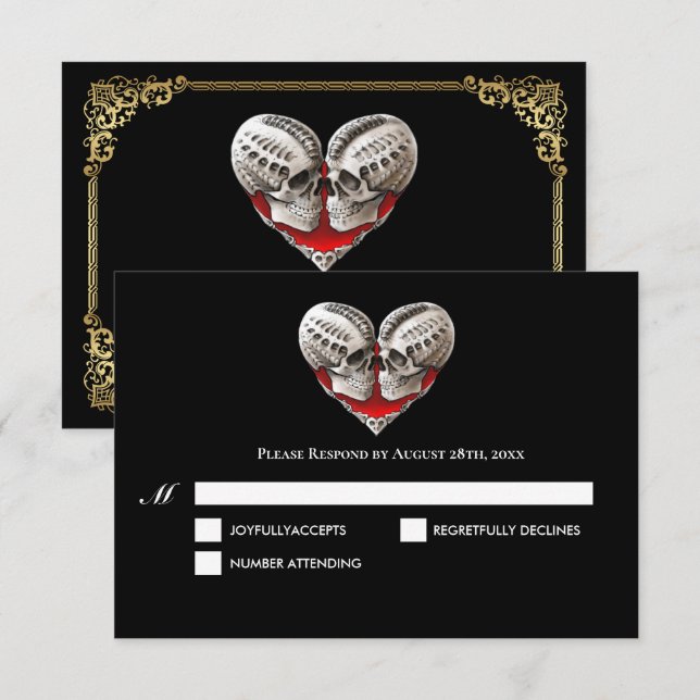 Carte de réponse de mariage Halloween gothique som (Devant / Derrière)