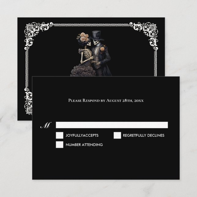 Carte de réponse de mariage Halloween gothique som (Devant / Derrière)