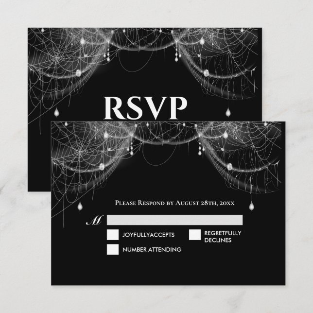 Carte de réponse de mariage Halloween gothique som (Devant / Derrière)