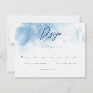 Carte de réponse de mariage hivernal bleu aquarell