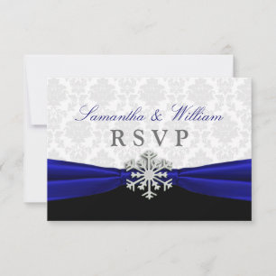 Carte de réponse de mariage hivernal Ruban Bleu