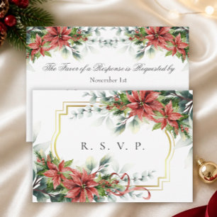 Carte de réponse de mariage Holiday Poinsettia