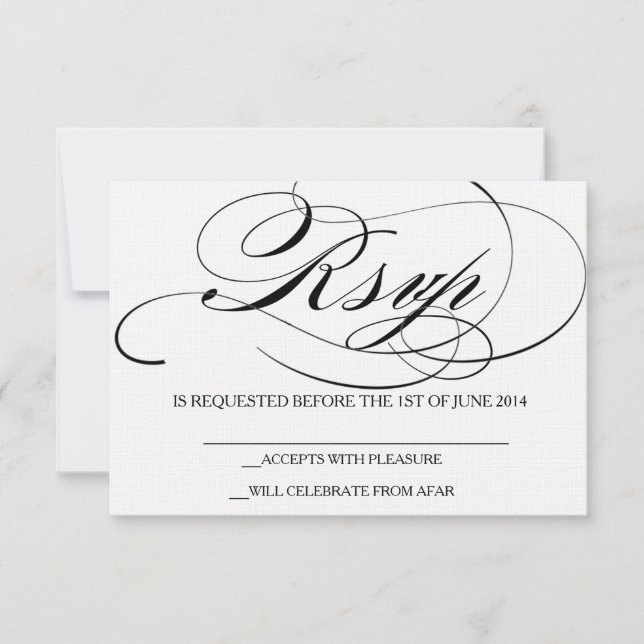 Carte de réponse de mariage invitation élégante en (Devant)