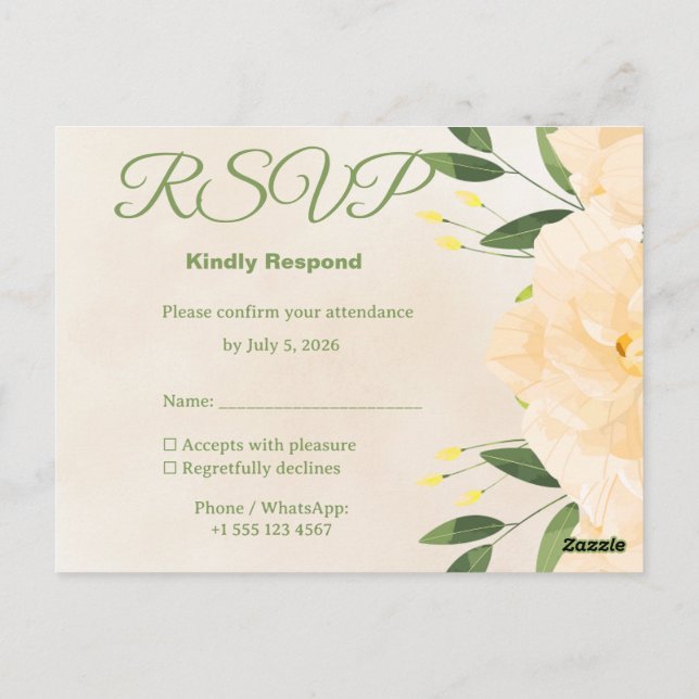 Carte de réponse de mariage islamique | Invitation (Dos)