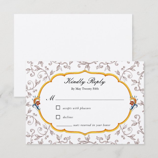 Carte de réponse de mariage italien élégant (Devant / Derrière)